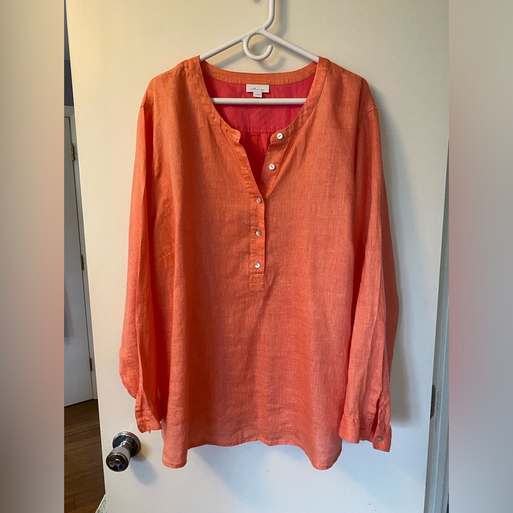Summer Orange JJill linen blouse
